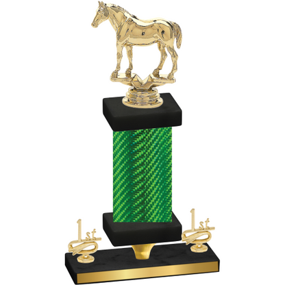 Premium Single Green Carbon Fiber First Place Horses Trophy
