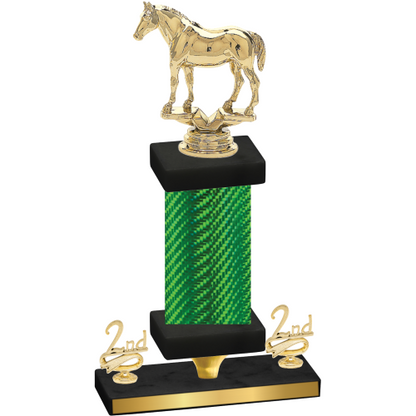 Premium Single Green Carbon Fiber Second Place Horses Trophy