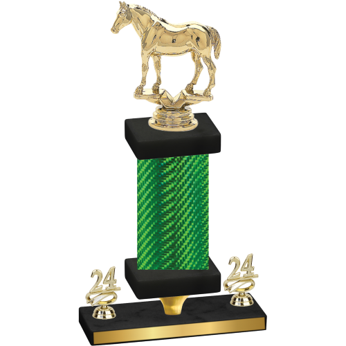Premium Single Green Carbon Fiber Year Horses Trophy