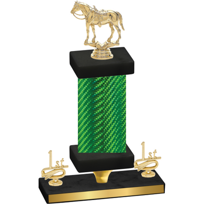Premium Single Green Carbon Fiber First Place Horses Trophy