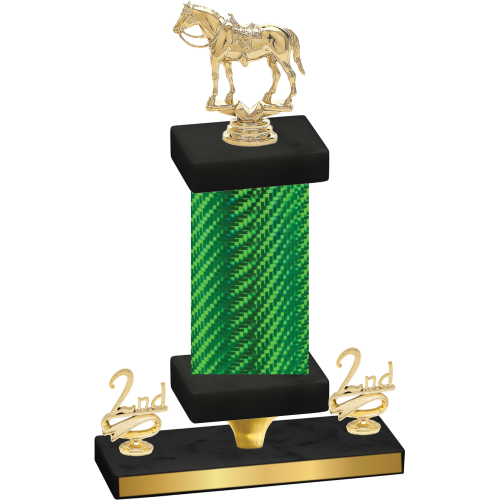 Premium Single Green Carbon Fiber Second Place Horses Trophy