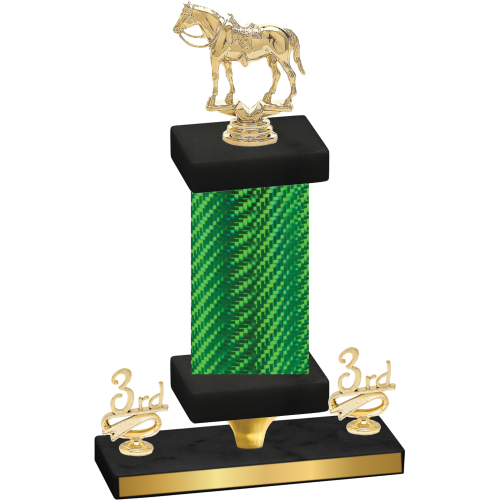 Premium Single Green Carbon Fiber Third Place Horses Trophy