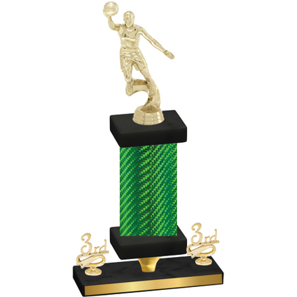 Premium Single Green Carbon Fiber Third Place Basketball Trophy