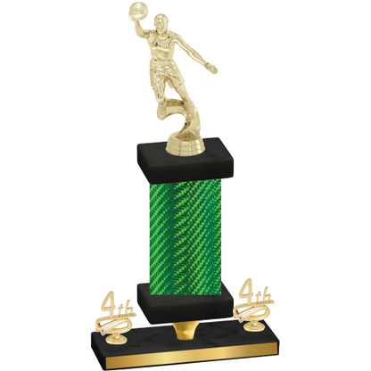 Premium Single Green Carbon Fiber Fourth Place Basketball Trophy