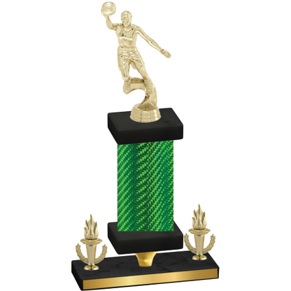 Premium Single Green Carbon Fiber Victory Basketball Trophy