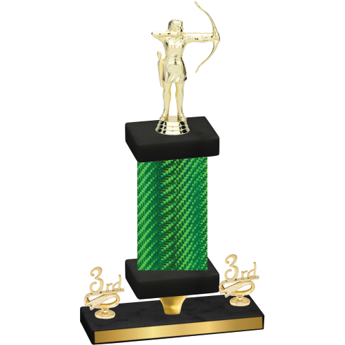Premium Single Green Carbon Fiber Third Place Archery Trophy