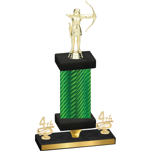 Premium Single Green Carbon Fiber Fourth Place Archery Trophy