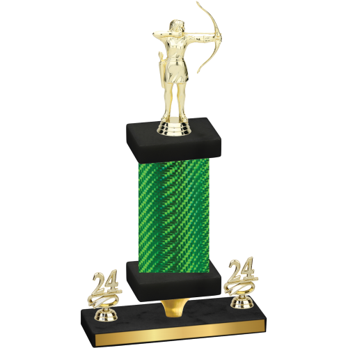 Premium Single Green Carbon Fiber Year Archery Trophy