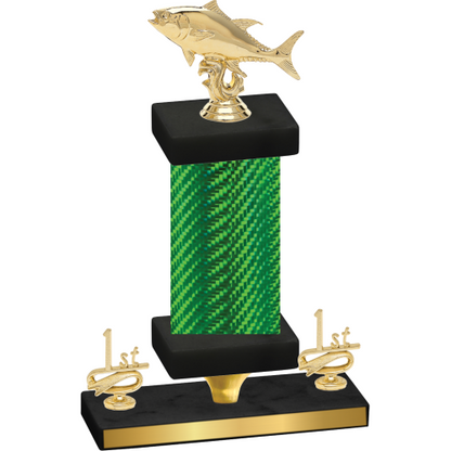 Premium Single Green Carbon Fiber First Place Fishing Trophy