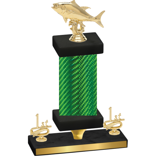 Premium Single Green Carbon Fiber First Place Fishing Trophy