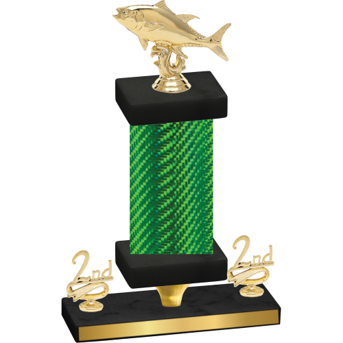 Premium Single Green Carbon Fiber Second Place Fishing Trophy