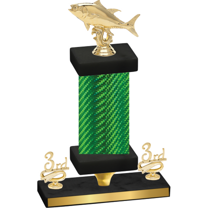 Premium Single Green Carbon Fiber Third Place Fishing Trophy