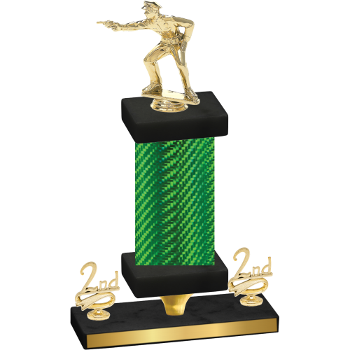 Premium Single Green Carbon Fiber Second Place Shooter Trophy