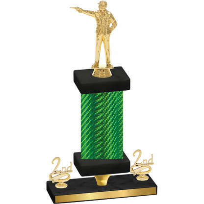 Premium Single Green Carbon Fiber Second Place Shooter Trophy