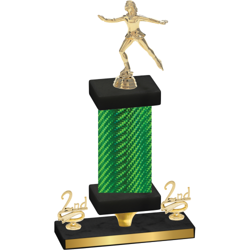 Premium Single Green Carbon Fiber Second Place Skater Trophy