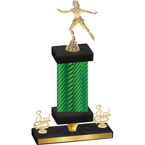 Premium Single Green Carbon Fiber Third Place Skater Trophy