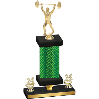 Premium Single Green Carbon Fiber Year Weights Trophy