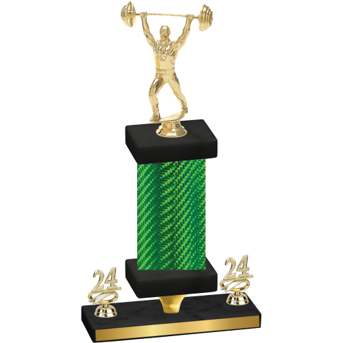 Premium Single Green Carbon Fiber Year Weights Trophy