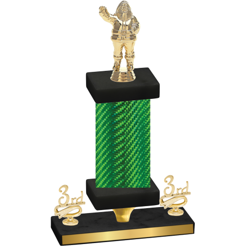Premium Single Green Carbon Fiber Third Place Holiday Trophy