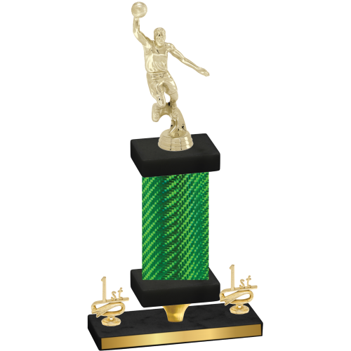 Premium Single Green Carbon Fiber First Place Basketball Trophy