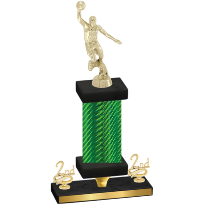 Premium Single Green Carbon Fiber Second Place Basketball Trophy