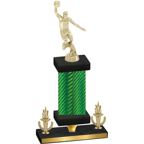 Premium Single Green Carbon Fiber Victory Basketball Trophy