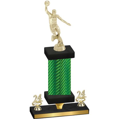 Premium Single Green Carbon Fiber Year Basketball Trophy