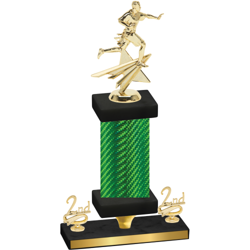 Premium Single Green Carbon Fiber Second Place Flag Football Trophy