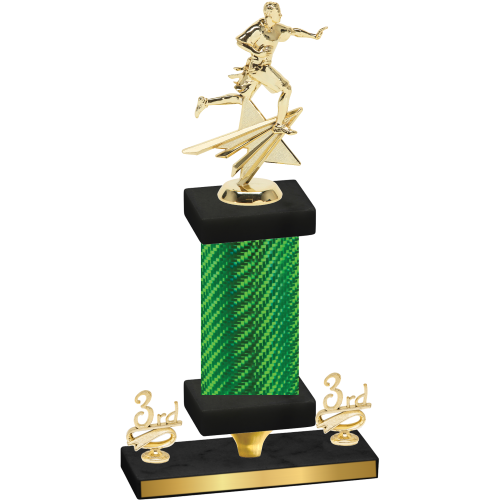 Premium Single Green Carbon Fiber Third Place Flag Football Trophy