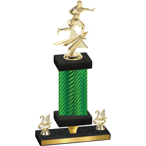 Premium Single Green Carbon Fiber Year Flag Football Trophy