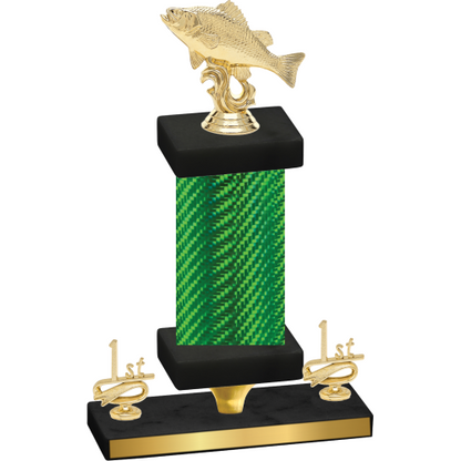 Premium Single Green Carbon Fiber First Place Fishing Trophy