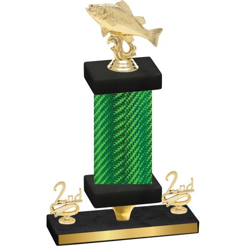 Premium Single Green Carbon Fiber Second Place Fishing Trophy