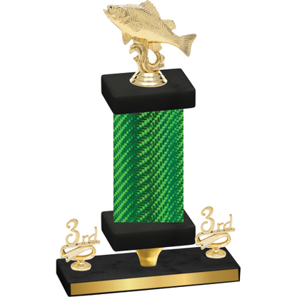Premium Single Green Carbon Fiber Third Place Fishing Trophy