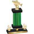 Premium Single Green Carbon Fiber Fourth Place Fishing Trophy