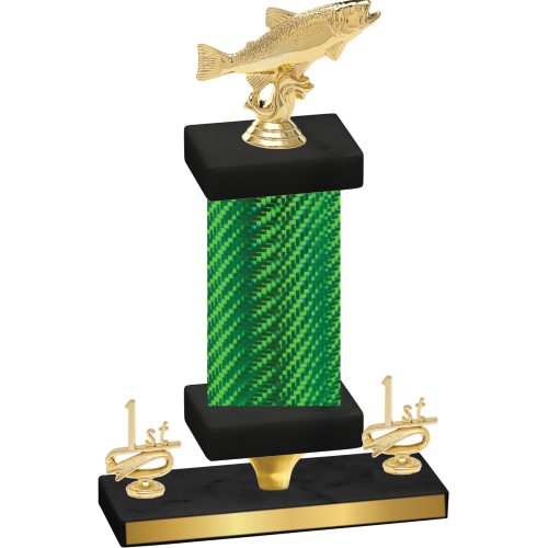 Premium Single Green Carbon Fiber First Place Fishing Trophy