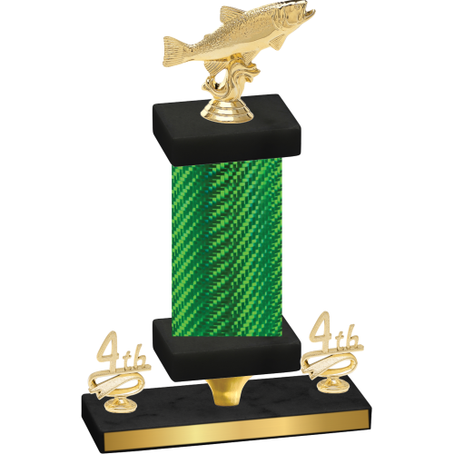 Premium Single Green Carbon Fiber Fourth Place Fishing Trophy