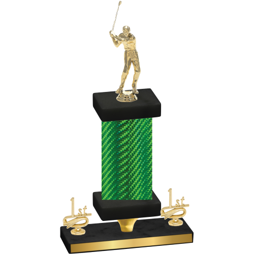 Premium Single Green Carbon Fiber First Place Golf Trophy