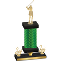Premium Single Green Carbon Fiber Second Place Golf Trophy