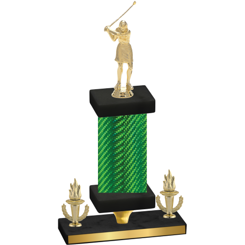 Premium Single Green Carbon Fiber Victory Golf Trophy