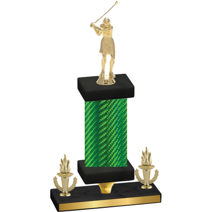 Premium Single Green Carbon Fiber Victory Golf Trophy