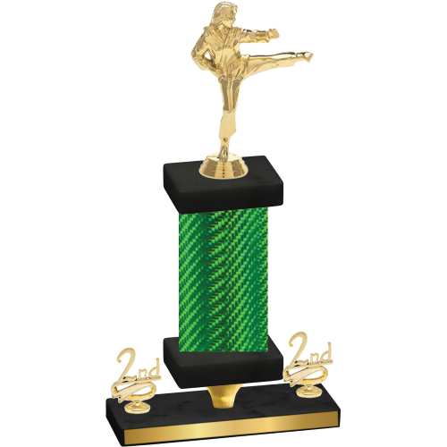 Premium Single Green Carbon Fiber Second Place Karate Trophy