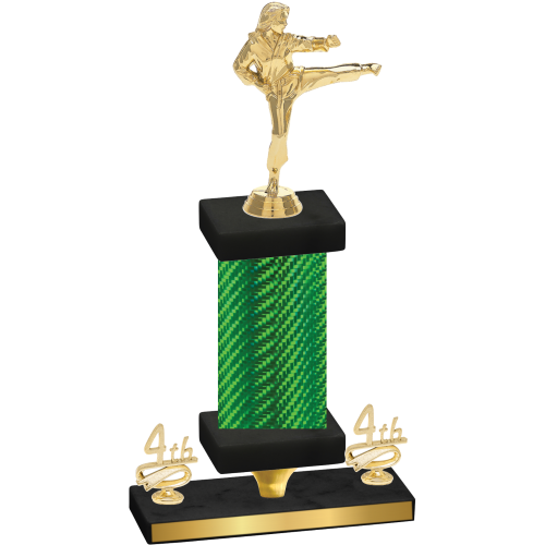 Premium Single Green Carbon Fiber Fourth Place Karate Trophy
