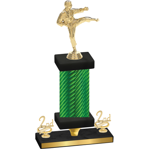 Premium Single Green Carbon Fiber Second Place Karate Trophy