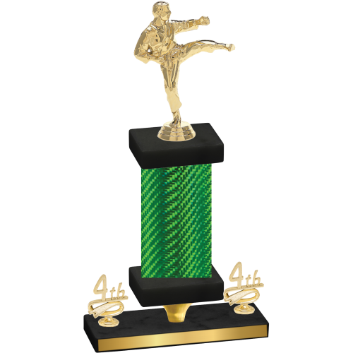 Premium Single Green Carbon Fiber Fourth Place Karate Trophy
