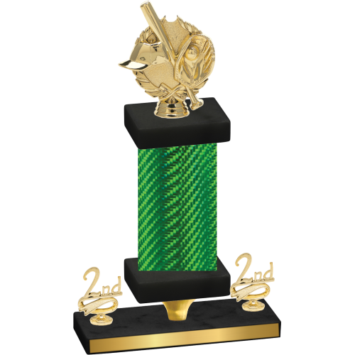 Premium Single Green Carbon Fiber Second Place Baseball Trophy