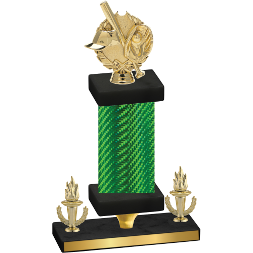Premium Single Green Carbon Fiber Victory Baseball Trophy