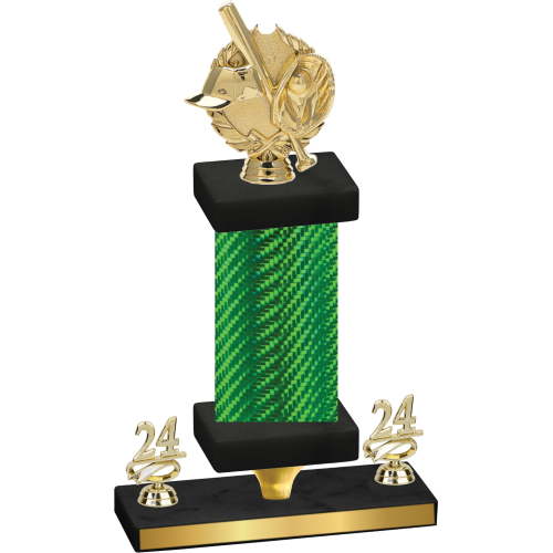 Premium Single Green Carbon Fiber Year Baseball Trophy