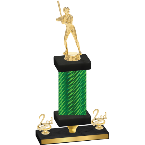 Premium Single Green Carbon Fiber Second Place Softball Trophy