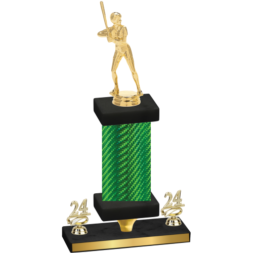 Premium Single Green Carbon Fiber Year Softball Trophy