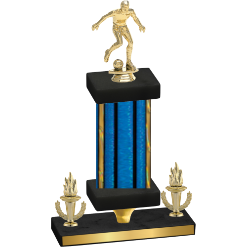 Premium Single Blue Glacier Victory Soccer Trophy